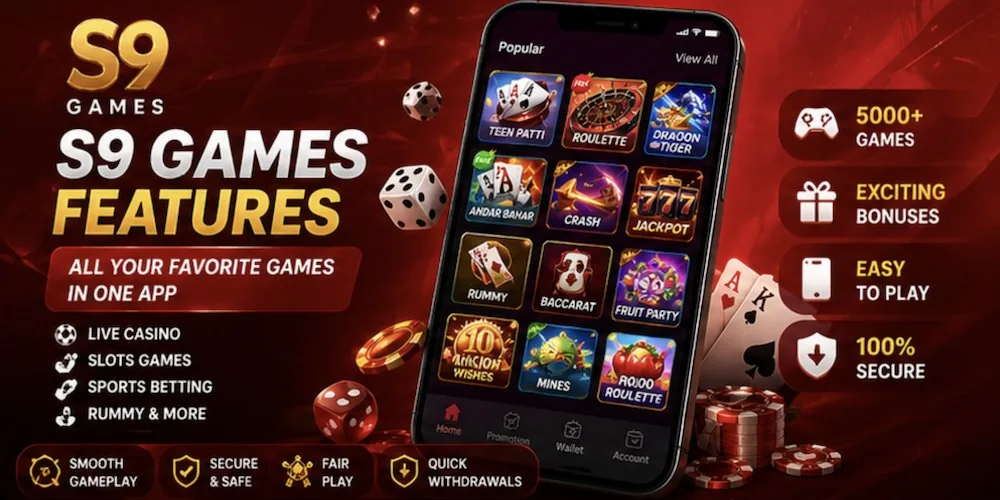 S9 Game features — slots, roulette, teen patti, andar bahar